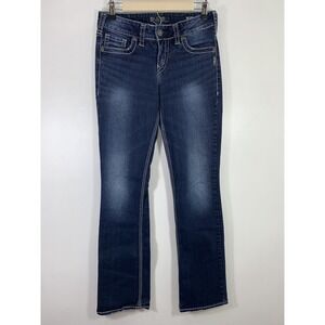 Silver Jeans Suki Mid Slim Boot Fluid Denim Stretch Womens Flap Pockets sz 28